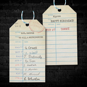 Personalisierte Vintage Bibliothek Geschenkanhänger