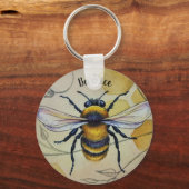 Personalisierte Vintage Biene Nr. 1 und Honeycomb  Schlüsselanhänger (Vorderseite)