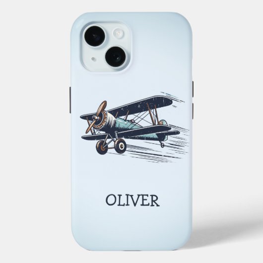 Personalisierte Vintage Biplane Case-Mate iPhone Hülle (Rückseite)
