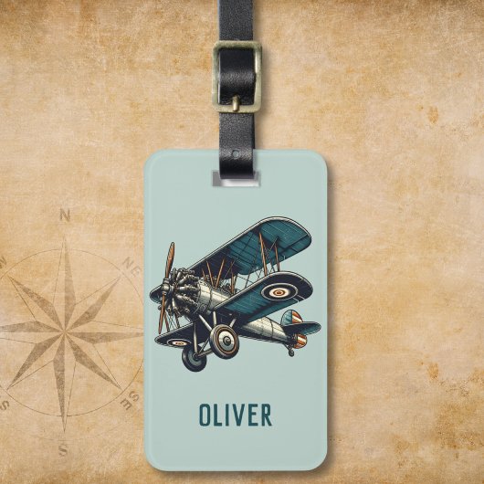 Personalisierte Vintage Biplane Gepäckanhänger