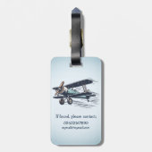 Personalisierte Vintage Biplane Gepäckanhänger (Rückseite vertikal)