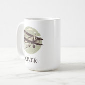 Personalisierte Vintage Biplane Kaffeetasse (Vorderseite Links)