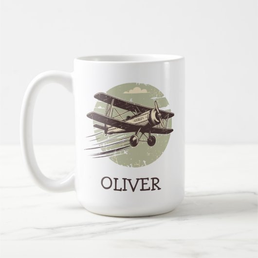 Personalisierte Vintage Biplane Kaffeetasse (Links)