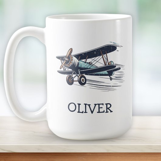 Personalisierte Vintage Biplane Kaffeetasse