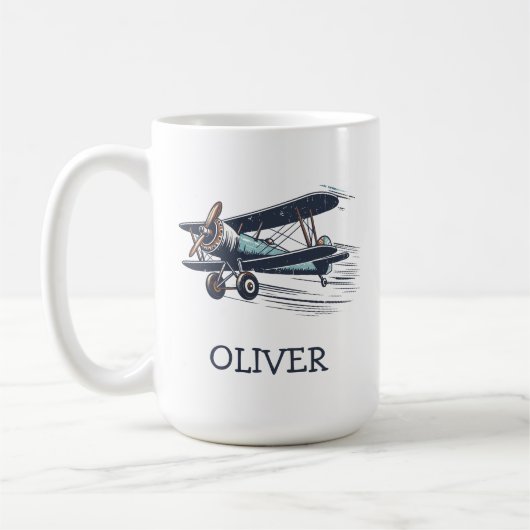 Personalisierte Vintage Biplane Kaffeetasse (Links)