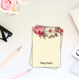 Personalisierte Vintage Blume in Rosa und Creme Post-it Klebezettel