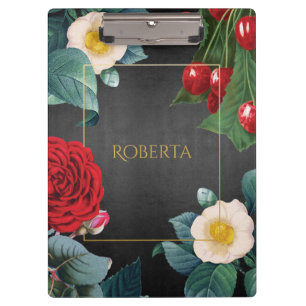 Personalisierte Vintage-Blumen-Eleganz Klemmbrett