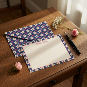 Personalisierte Vintage-Blumen-Notizkarte Mitteilungskarte