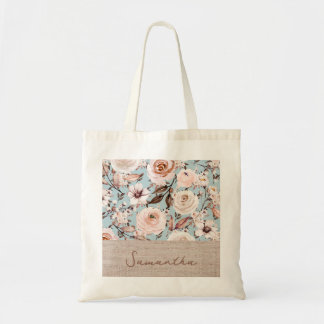 Personalisierte Vintage Blumenfarbe Tragetasche