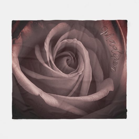 Personalisierte Vintage Blush-Rose Fleecedecke (Vorderseite (Horizontal))