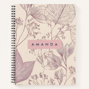 Personalisierte Vintage-Botanische Blumenillustrat Notizblock