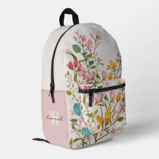 Personalisierte Vintage Botanische Monogramm Bedruckter Rucksack