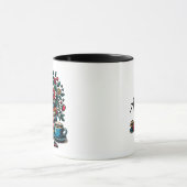 Personalisierte Vintage Bücher, Kaffee und Blume Tasse (Zentrum)