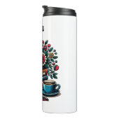 Personalisierte Vintage Bücher, Kaffee und Blume Thermosbecher (Nach rechts gedreht)