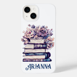 Personalisierte Vintage Bücher und Rose Case-Mate iPhone 14 Hülle