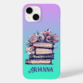 Personalisierte Vintage Bücher und Rose Case-Mate iPhone 14 Hülle