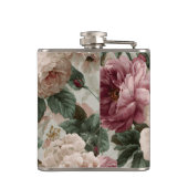 Personalisierte Vintage Burgund- und Garten-Rose Flachmann (Rückseite)