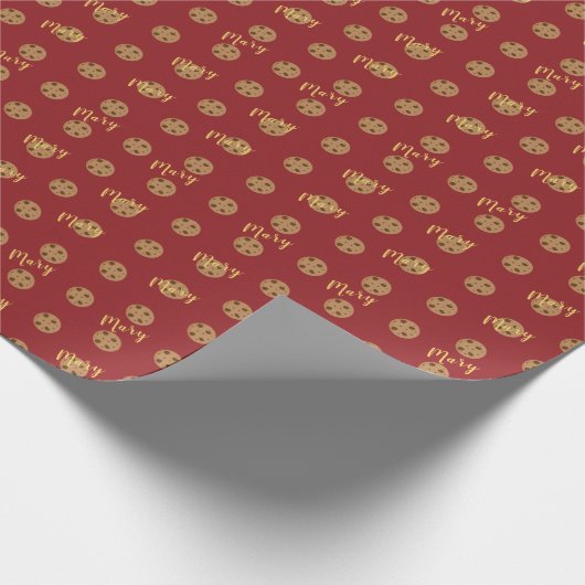 Personalisierte Vintage Burgund-Weihnachtskekse Geschenkpapier (Ecke)
