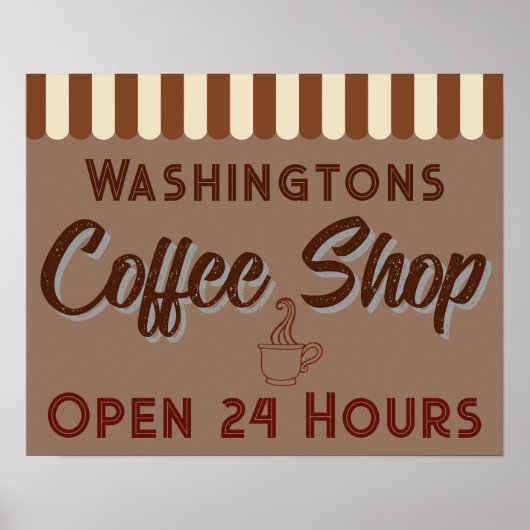 Personalisierte Vintage-Café-Schild-Kunst Poster (Vorne)