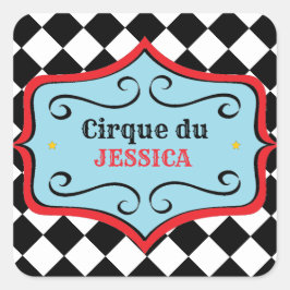 Personalisierte Vintage Circus Party Sticker