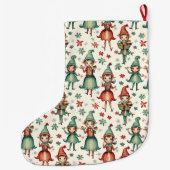 Personalisierte Vintage Elfen Weihnachten Großer Weihnachtsstrumpf (Rückseite)