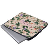 Personalisierte Vintage Erdbeere Botanische Blüte Laptopschutzhülle (Vorne Knopf)