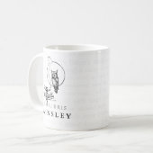 Personalisierte Vintage Eulen-Collage Kaffeetasse (Vorderseite Links)