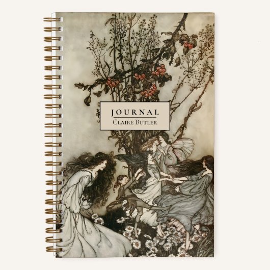 Personalisierte Vintage Fairies Art Dotted Journal Notizblock (Vorderseite)