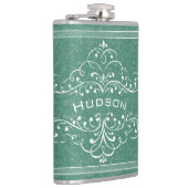 Personalisierte Vintage Farbe Geblüht Flachmann (Rechts)