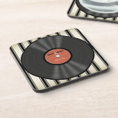 Personalisierte Vintage Felsen-Vinylaufzeichnung Untersetzer (Linke Seite)