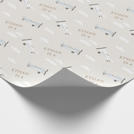 Personalisierte Vintage Flugzeuge Boys Geburtstag Geschenkpapier (Ecke)