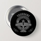 Personalisierte Vintage Flugzeugpilotenakademie Button (Vorne & Hinten)
