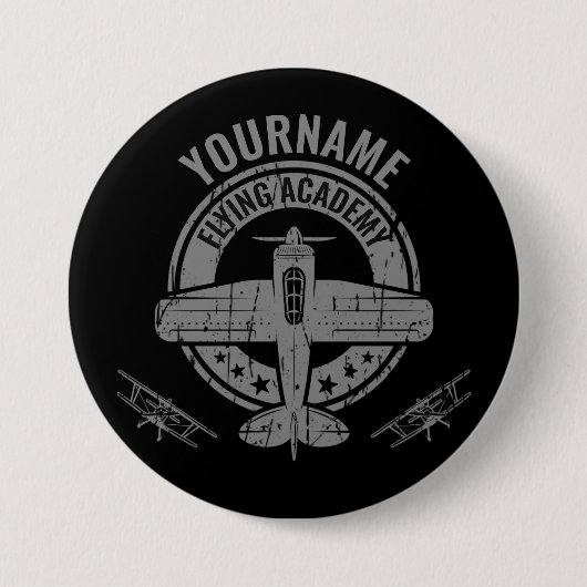 Personalisierte Vintage Flugzeugpilotenakademie Button (Vorderseite)