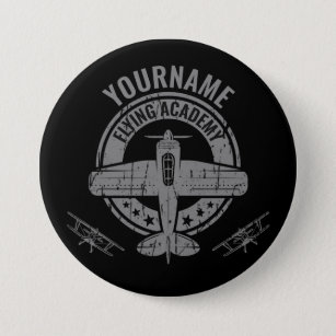 Personalisierte Vintage Flugzeugpilotenakademie Button