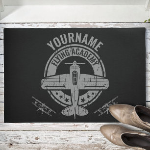 Personalisierte Vintage Flugzeugpilotenakademie Fußmatte