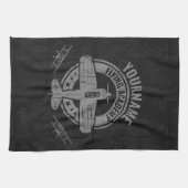 Personalisierte Vintage Flugzeugpilotenakademie Geschirrtuch (Horizontal)