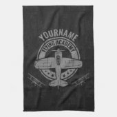 Personalisierte Vintage Flugzeugpilotenakademie Geschirrtuch (Vertikal)