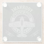 Personalisierte Vintage Flugzeugpilotenakademie Glasuntersetzer (Rückseite)