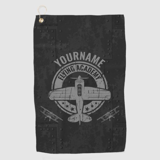 Personalisierte Vintage Flugzeugpilotenakademie Golfhandtuch (Vorderseite)