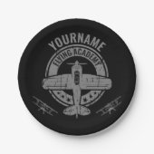 Personalisierte Vintage Flugzeugpilotenakademie Pappteller (Vorderseite)
