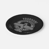 Personalisierte Vintage Flugzeugpilotenakademie Pappteller (Schrägansicht)