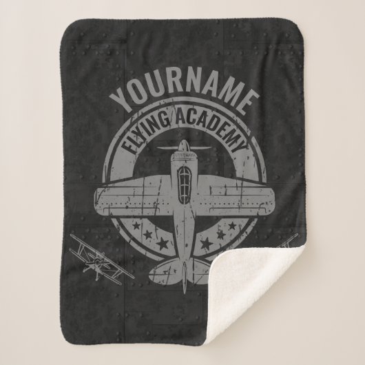 Personalisierte Vintage Flugzeugpilotenakademie Sherpadecke (Vorderseite)