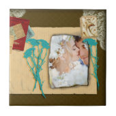 Personalisierte Vintage FotoCollage Fliese (Vorderseite)