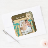 Personalisierte Vintage FotoCollage Quadratischer Aufkleber (Umschlag)