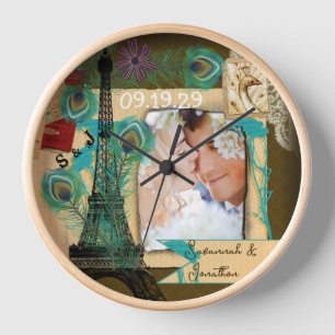 Personalisierte Vintage FotoCollage Uhr