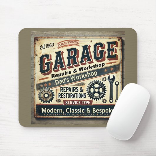 Personalisierte Vintage Garage Mousepad (Mit Mouse)