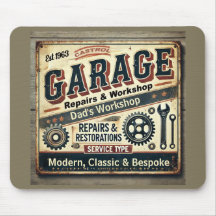 Personalisierte Vintage Garage Mousepad