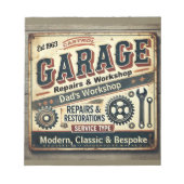 Personalisierte Vintage Garage Notepad Notizblock (Vorderseite)