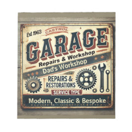 Personalisierte Vintage Garage Notepad Notizblock