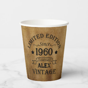 Personalisierte vintage Geburtstagsfeier Pappbecher